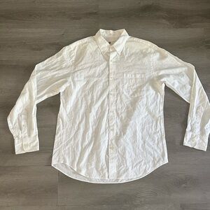 J.Crew White Tailored Fit Washed Casual  Performance Dress Shirt Size M